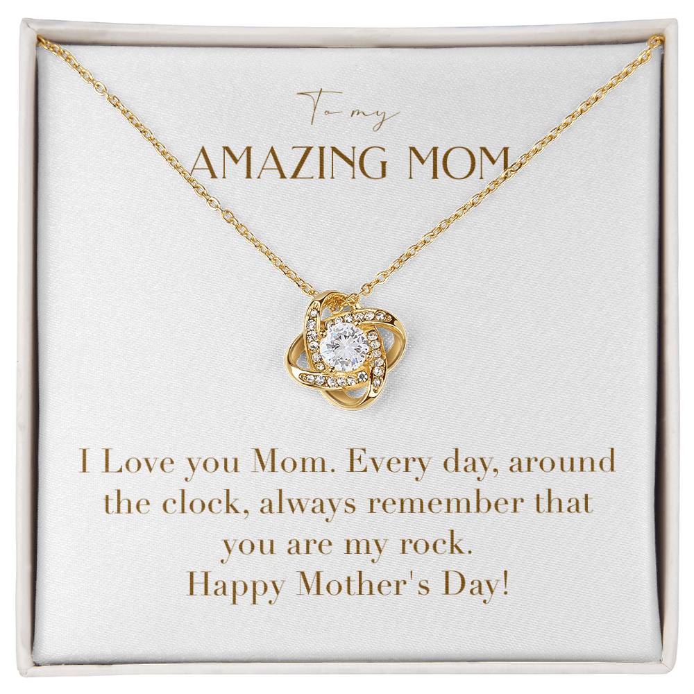 Unity Knot Necklace -I Love You Mom Every Day Around the Clock