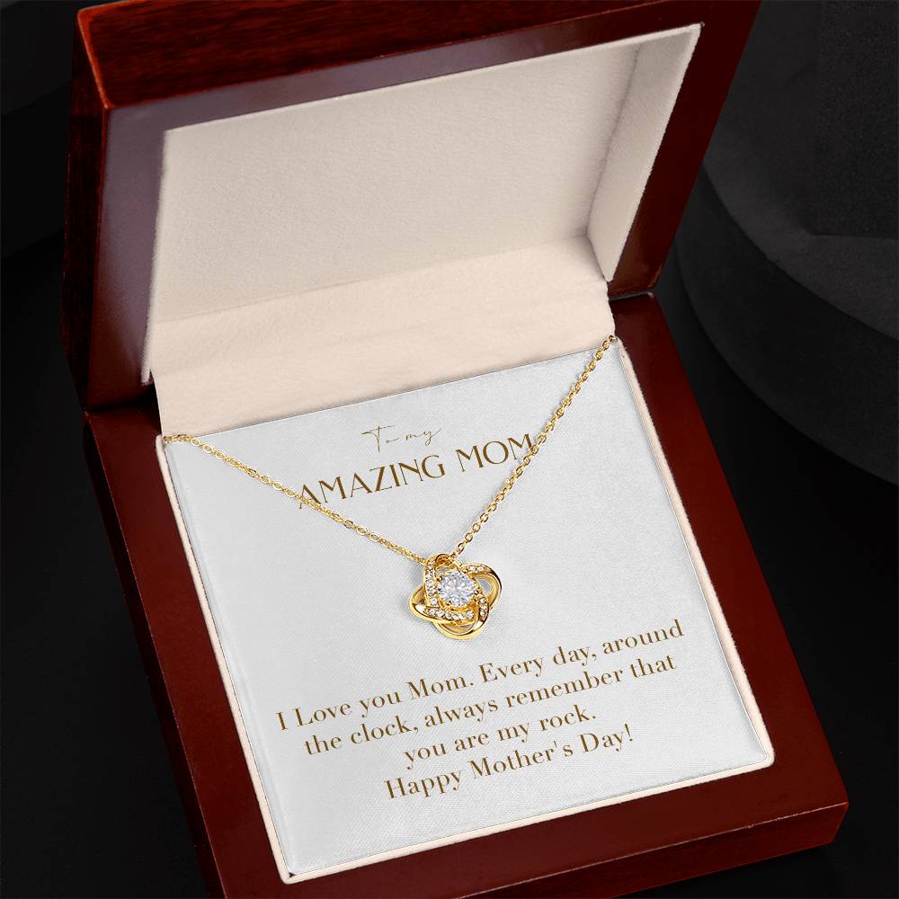 Unity Knot Necklace -I Love You Mom Every Day Around the Clock