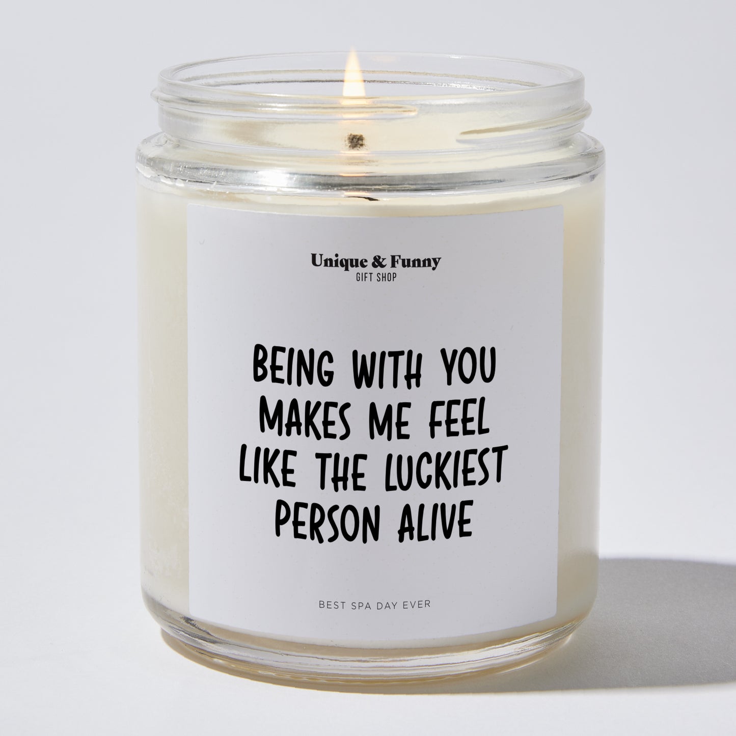 Anniversary Present - Being With You Makes Me Feel Like the Luckiest Person Alive - Candle