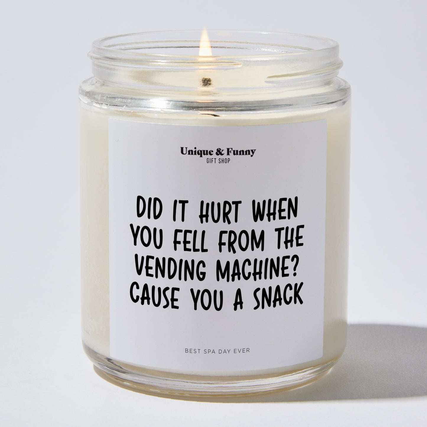 Anniversary Present - Did It Hurt When You Fell From the Vending Machine? Cause You a Snack - Candle